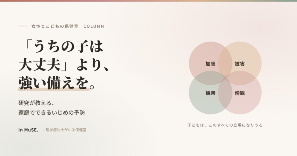 「うちの子は大丈夫」より強い備えを。加害・被害・観衆・傍観の四層構造を示したコラムのアイキャッチ画像